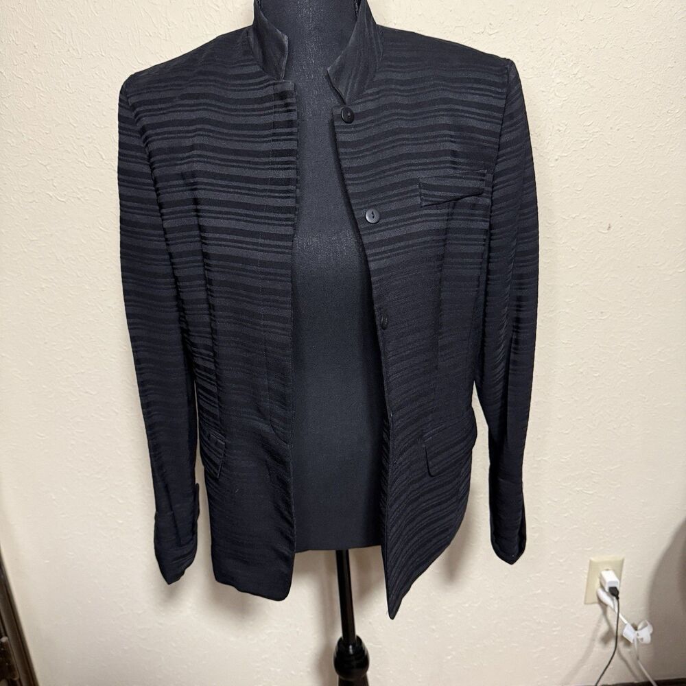Women’s Black Size 8 Striped Structured Blazer Jacket CareerWear Business